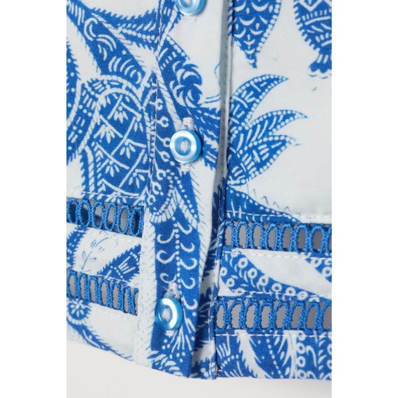 Ruffle Striped Bustier Blue & White H&M Crop Top 2 - Picture 2 of 4